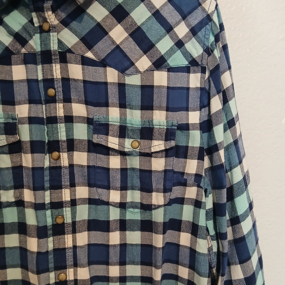 Jachs Girlfriend Bea 100% Cotton Plaid Snap Button-Up Flannel Long Sleeve Shirt - Picture 2 of 9